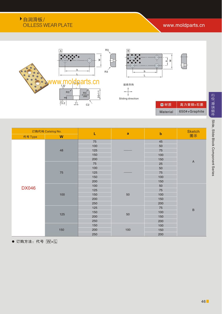 東莞大翔模具配件有限公司專業(yè)生產(chǎn)自潤滑板，自潤滑板的材質(zhì)、熱處理、硬度、標(biāo)準(zhǔn)、型號等詳情說明和介紹，您可以通過本頁面下單留言或者發(fā)送詢/報價